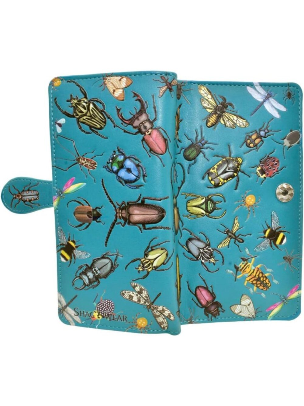 Large Teal Shag Wallet | Insect Mania Design | Stylish & Functional 7" Wallet
